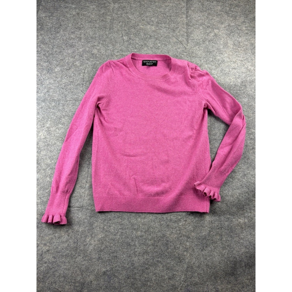 Banana Republic Pink Merino Wool Cashmere Ruffle Cuff Sweater XS Filpucci Yarn